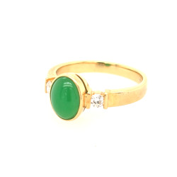 Pre Owned 18ct Jade and Diamond RIng ZX96